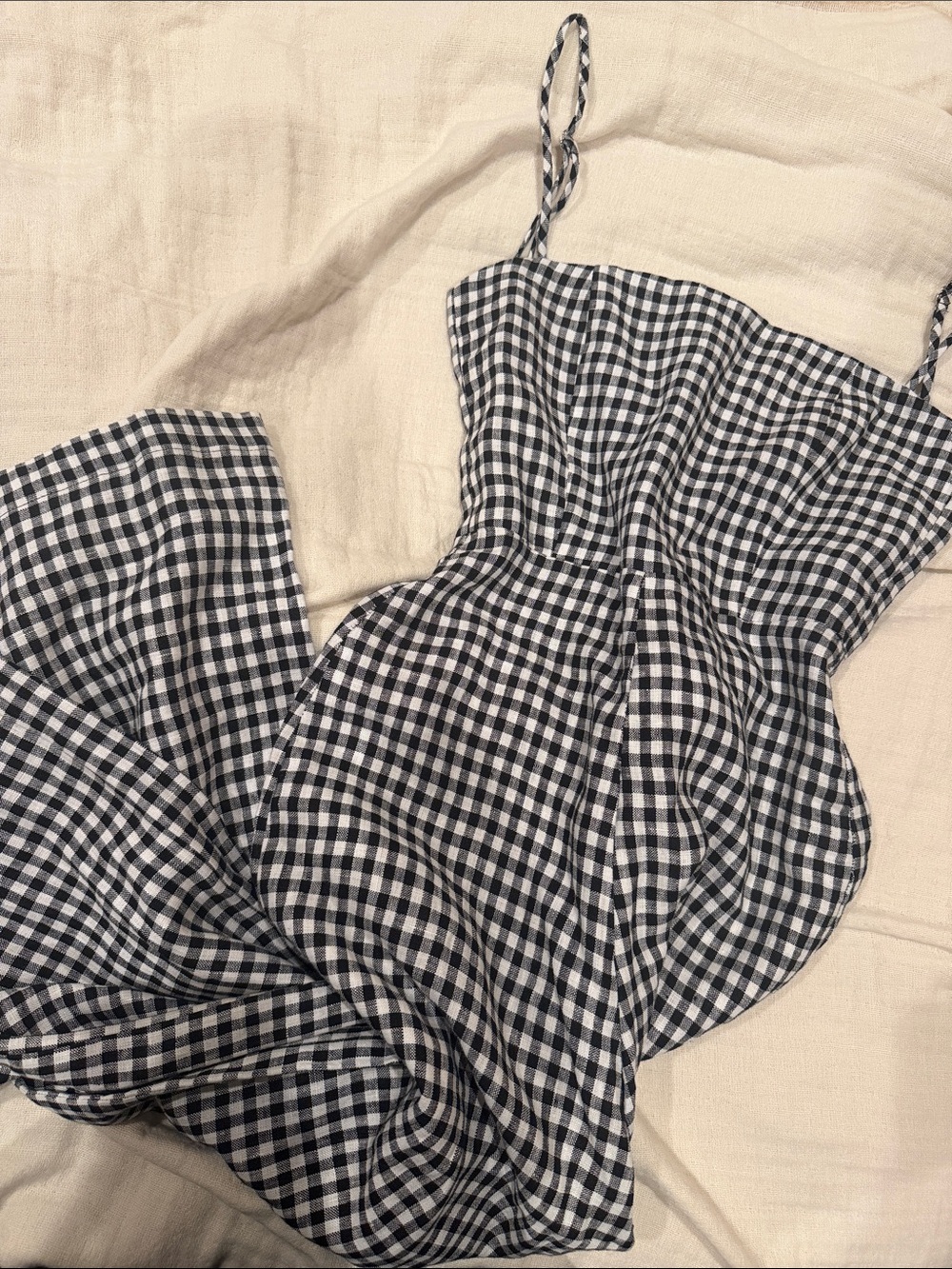 Black & White Gingham Linen Jumpsuit